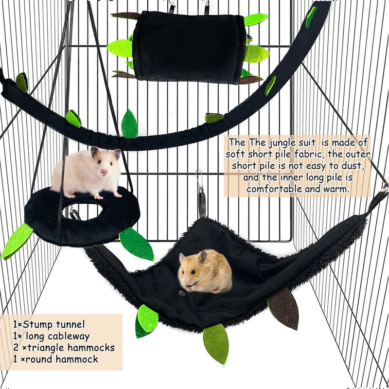 Hamiledyi 5PCS Hamster Hammock Small Animals Hanging Warm Bed House Rat Cage Nest Accessories Toy Hanging Tunnel Soft Bed Rope and Swing for Sugar Glider Squirrel Hamster Playing Sleeping - BeesActive Australia