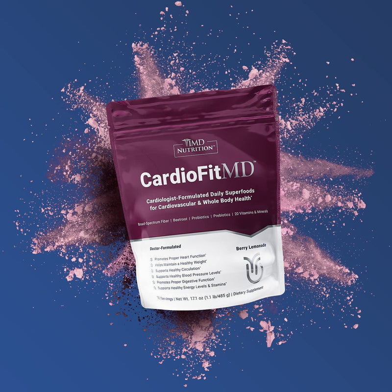 1MD Nutrition CardioFitMD - Vegan Beets Superfood Keto-Friendly Heart Health Powder - Nitric Oxide Supplement - Beet Root Powder for Healthy Blood Pressure & Circulation - High Fiber Drink - 30 Days 1.06 Pound (Pack of 1) - BeesActive Australia