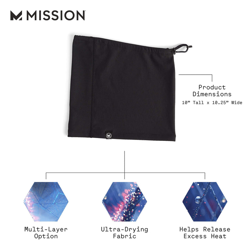 MISSION All Season Neck Gaiter, Adjustable Draw cord, Face Cover, Breathable Fabric, Reusable & Machine Washable, UPF 50 Anthracite Black - BeesActive Australia