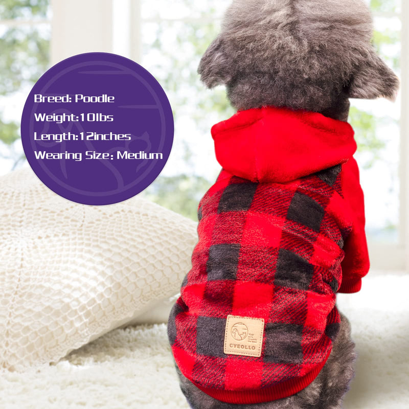 cyeollo Dog Coat Buffalo Plaid Dog Winter Coat Flannel Dog Sweatshirt Cold Weather Coats New Year Dog Clothes for Small Medium Dogs XX-Large With Hat (Red） - BeesActive Australia