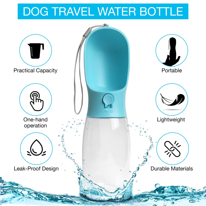 Portable Dog Water Bottle Dispenser - Dog Travel Water Bottles for Walking Hiking Outdoor Large Capacity 19Oz Leak Proof Upgraded Version with Food Container and Brush - BeesActive Australia