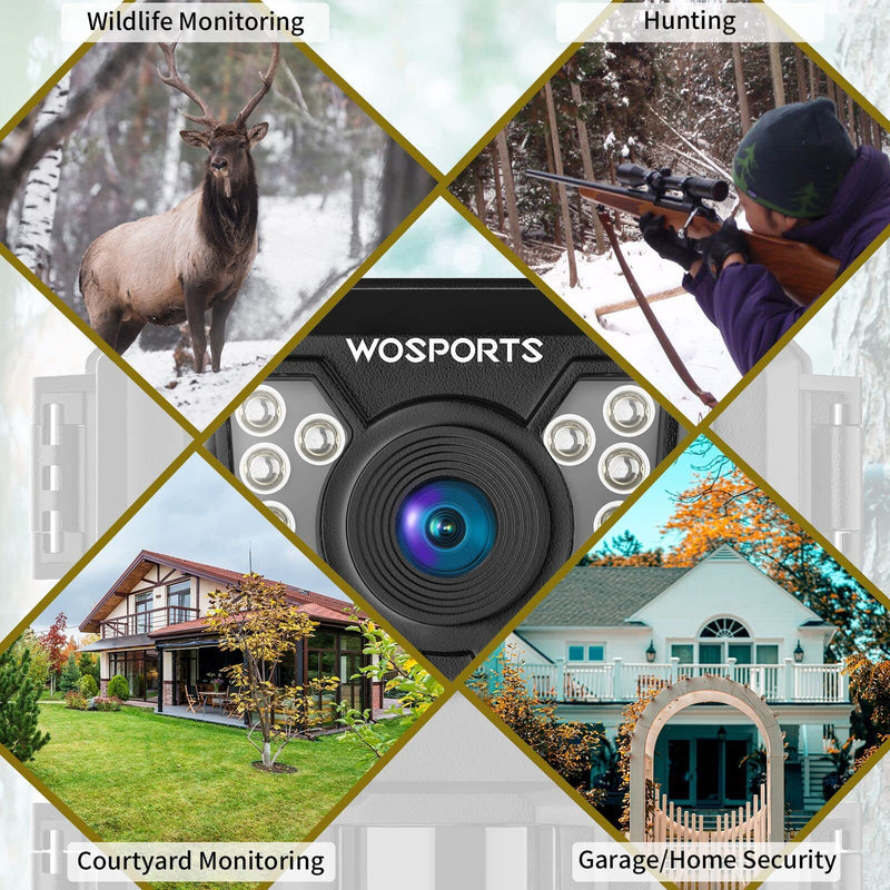 WOSPORTS Mini Trail Camera 16MP 1080P Waterproof Game Hunting Cam with Night Vision for Wildlife Monitoring Hunting - BeesActive Australia