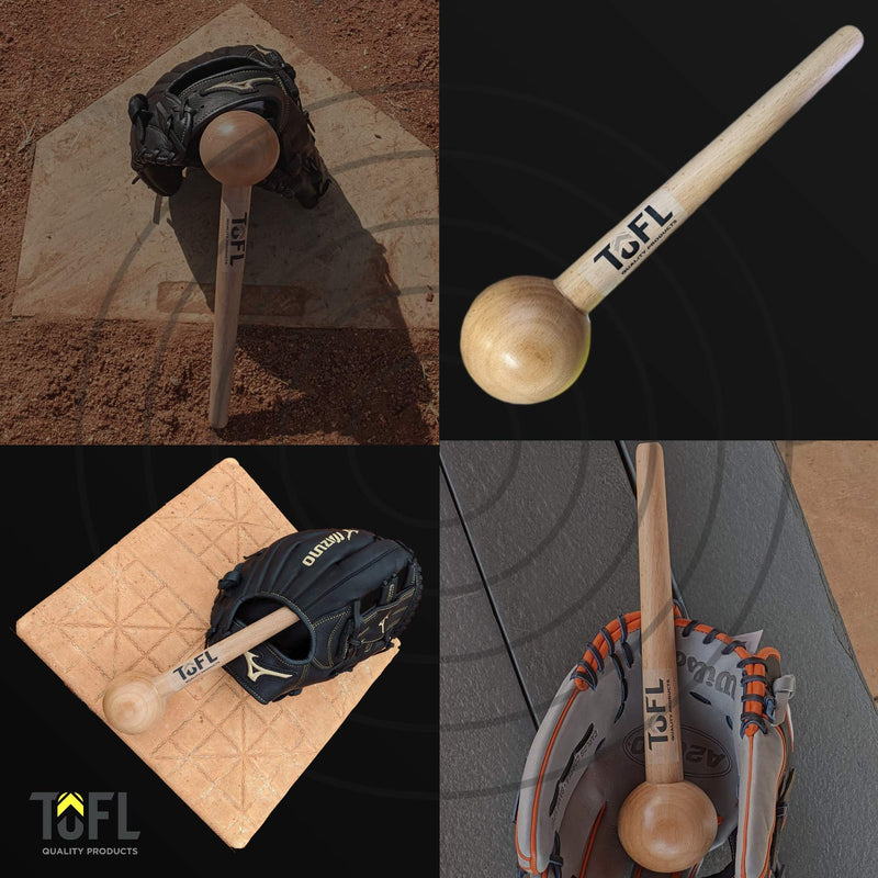 TOFL Baseball Glove Mallet - Sports Mitt Shaping Tool - Smooth Wood Stick Stretcher with Round Head for Breaking In, Tenderizing Stiff & New Gear - Non-Slip Strong, Ergonomic Grip - Long Wooden Handle - BeesActive Australia