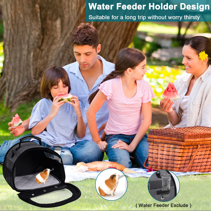 Zhilishu Guinea Pig Carrier, Small Pet Bird Hamster Carrier Bag, Rabbit Bunny Travel Carrier Outdoor Handbag, Breathable Carrier for Small Animals with Water Bottle Holder & Removable Liner Grey - BeesActive Australia