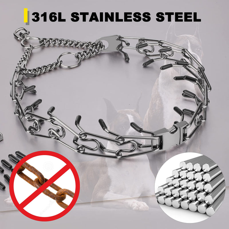Insfas Dog Chain Collar Adjustable Stainless Steel Links Chain with Quick Release Buckle for Small Medium Large Dogs Black Commended Style (Ship from Amazon) - BeesActive Australia