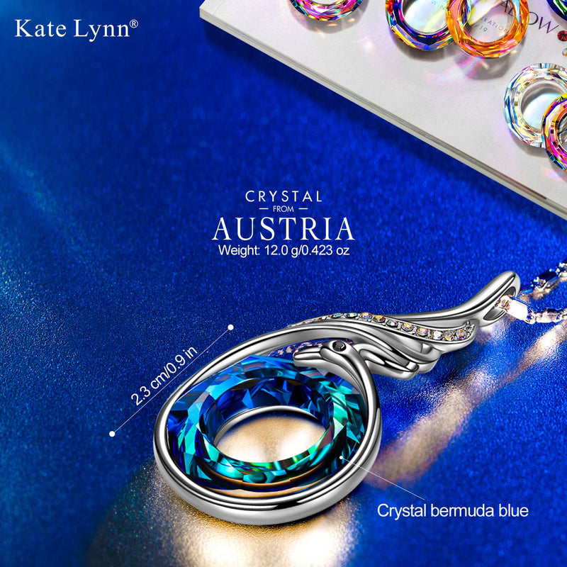 Kate Lynn ♥ Rise From the Ashes Sterling Silver Phoenix Necklaces for Women, 17.8"+2.0" Necklace, Packaged with Jewelry Box, Birthday Gift for Women, Symbol of Luck and Renewal Bermuda Blue - BeesActive Australia
