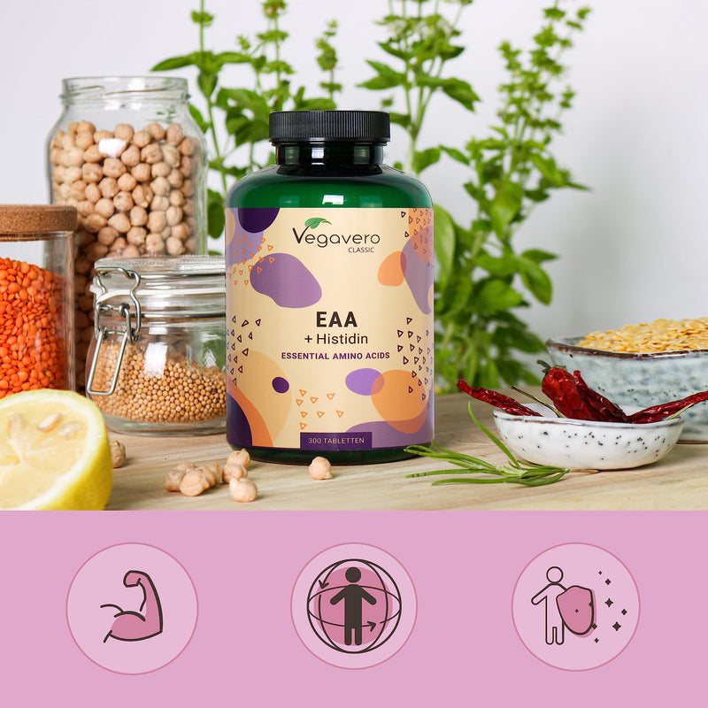 Essential Amino Acids (EAA) Vegavero® | 100% Natural from Fermentation | 300 Vegan Tablets - 1000 mg | NO ADDITIVES - BeesActive Australia