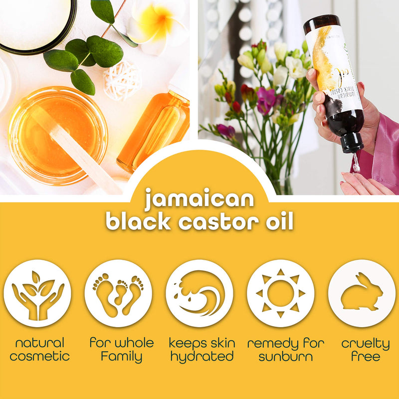 Jamaican Black Castor Oil for Hair Growth- Hair Oil Edge Control Hair Growth Products Beard Growth Oil Natural Hair Products Cold Pressed Caster Oil Organic Pure Jamaican Black Castor Oil 8 oz - BeesActive Australia