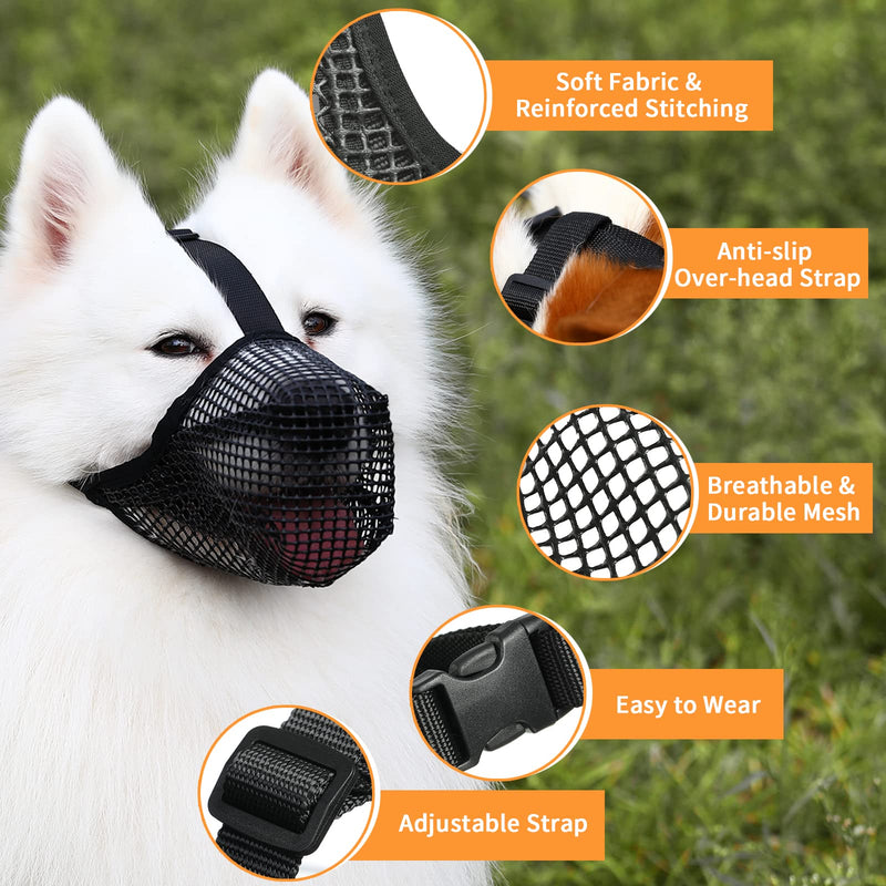 Dog Muzzle, Soft Mesh Dog Mouth Cover with Adjustable Strap for Grooming Biting Chewing Barking Training L - BeesActive Australia