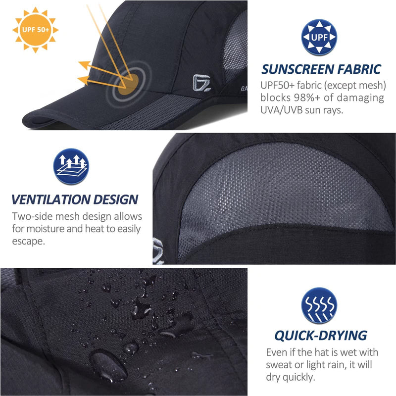 GADIEMKENSD Outdoor Running Hat Unstructured Sports Cap Quick Dry Mesh for Adults Black 7-7 1/2 - BeesActive Australia