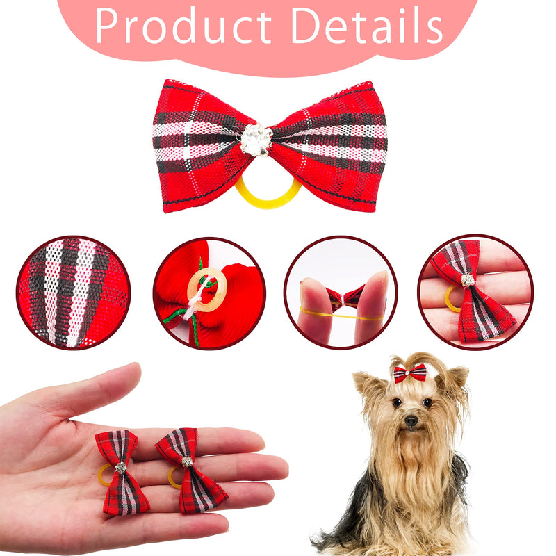 PET SHOW 50pcs/Pack Christmas Small Dog Hair Bows with W/Rubber Bands Xmas Cat Puppy Medium Large Dogs Grooming Topknot Hair Accessories Random Color - BeesActive Australia