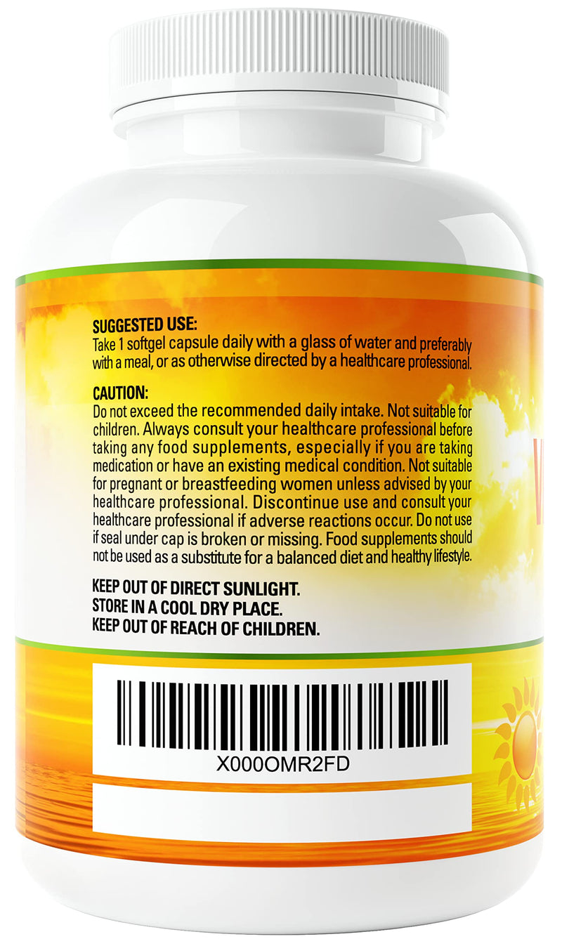 Vitamin D 4,000 IU, Maximum Strength Vitamin D3 Supplement, 365 Easy to Swallow Softgels - Full Year Supply 4,000 IU Vitamin D - BeesActive Australia