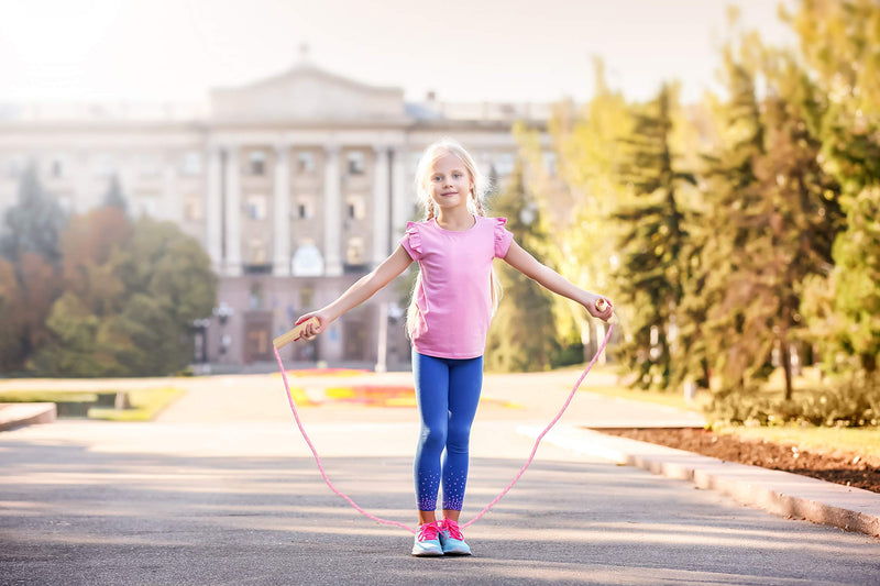 Cotton Jump Rope for Kids, Adjustable Toddler Skipping Rope with Wooden Handle, 2 Pack Student Jumping Rope for Outdoor Fun Activity, Exercise blue+violet - BeesActive Australia