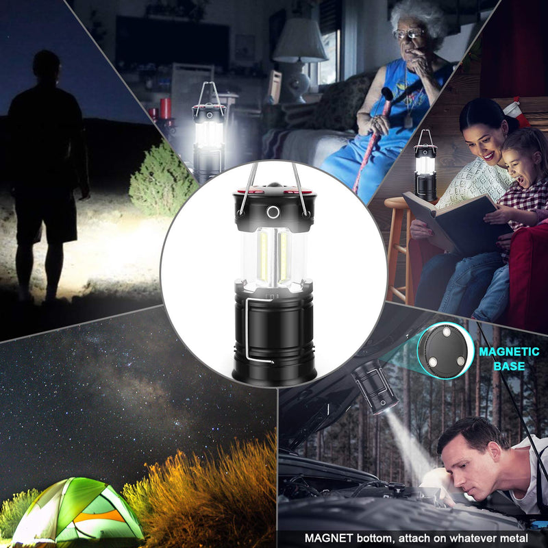 EZORKAS 2 Pack Camping Lanterns, Rechargeable Led Lanterns, Hurricane Lights with Flashlight and Magnet Base for Camping, Hurricane, Hiking, Emergency, Outage - BeesActive Australia