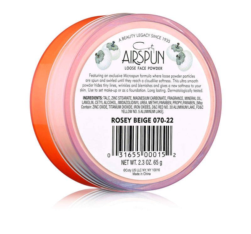Coty Airspun Loose Face Powder 2.3 oz. Rosey Beige Tone Loose Face Powder, for Setting Makeup or Foundation, Lightweight, Long Lasting, Pink,Pack of 1 - BeesActive Australia