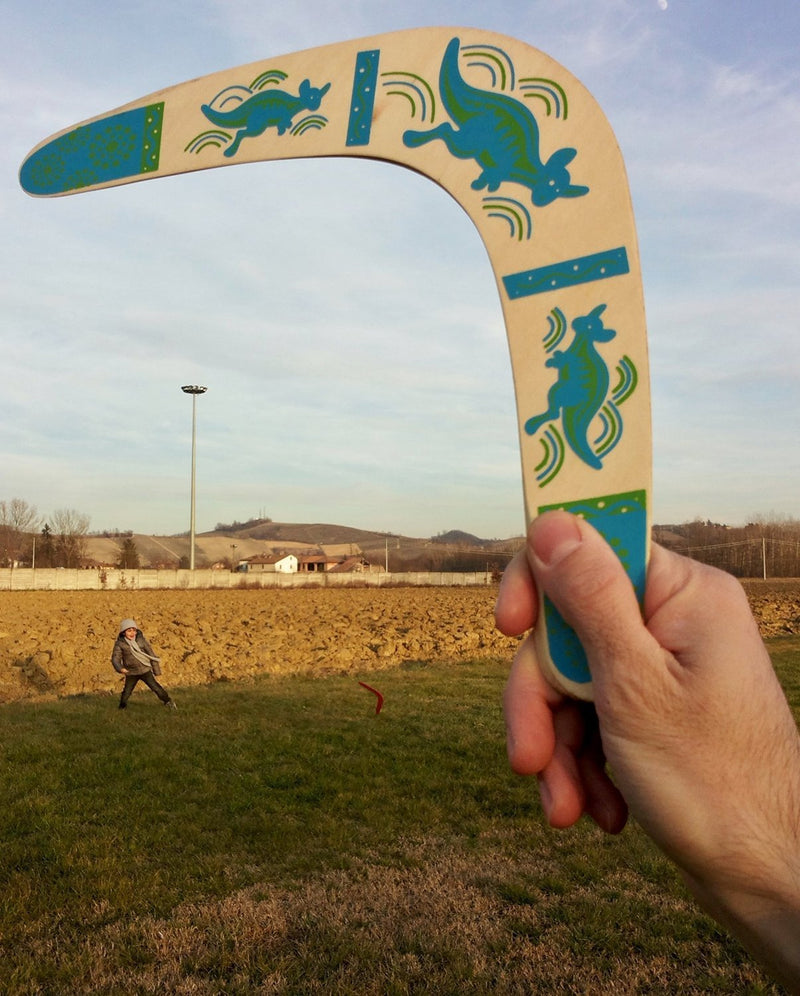 HOMEE Handmade Boomerang Kangaroo Australian Style Maneuver Dart Darts Outdoor Sports Wooden Throwing Equipment（Suit for Kids Over 6 and Adults） The Best Flying Toy Color Blue - BeesActive Australia