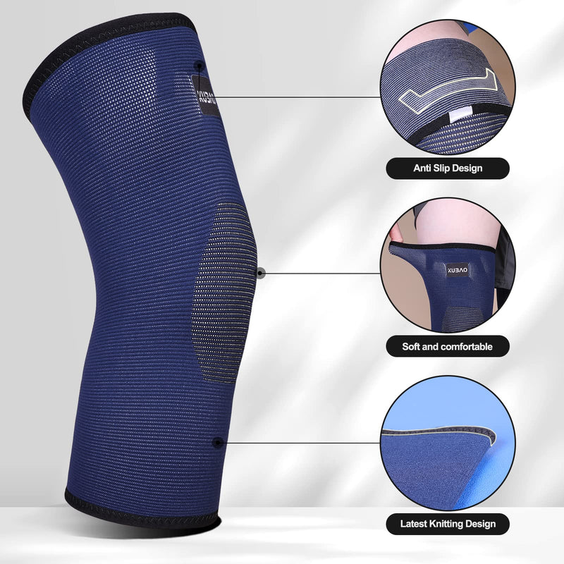KUBAO 2 Pack Compression Knee Brace for Working Out, Running, Gym, Fitness, Weightlifting High Stretch Knee Pads for Meniscus Tear, ACL, Arthritis, Joint Pain A4-Brown Large - BeesActive Australia