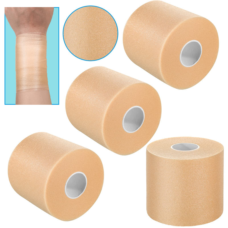 4 Pieces Foam Underwrap Athletic Foam Tape Sports Pre Wrap Athletic Tape for Ankles Wrists Hands and Knees(Beige,2.75 Inches x 30 Yards) Beige 2.75 Inch x 30 Yards - BeesActive Australia