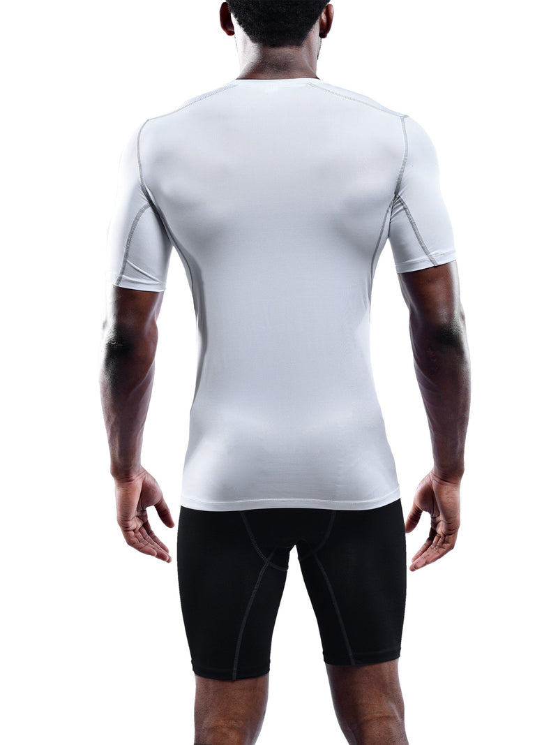 [AUSTRALIA] - Neleus Men's 3 Pack Athletic Compression Under Base Layer Sport Shirt Large 5003# White/White/White,3 Pack 