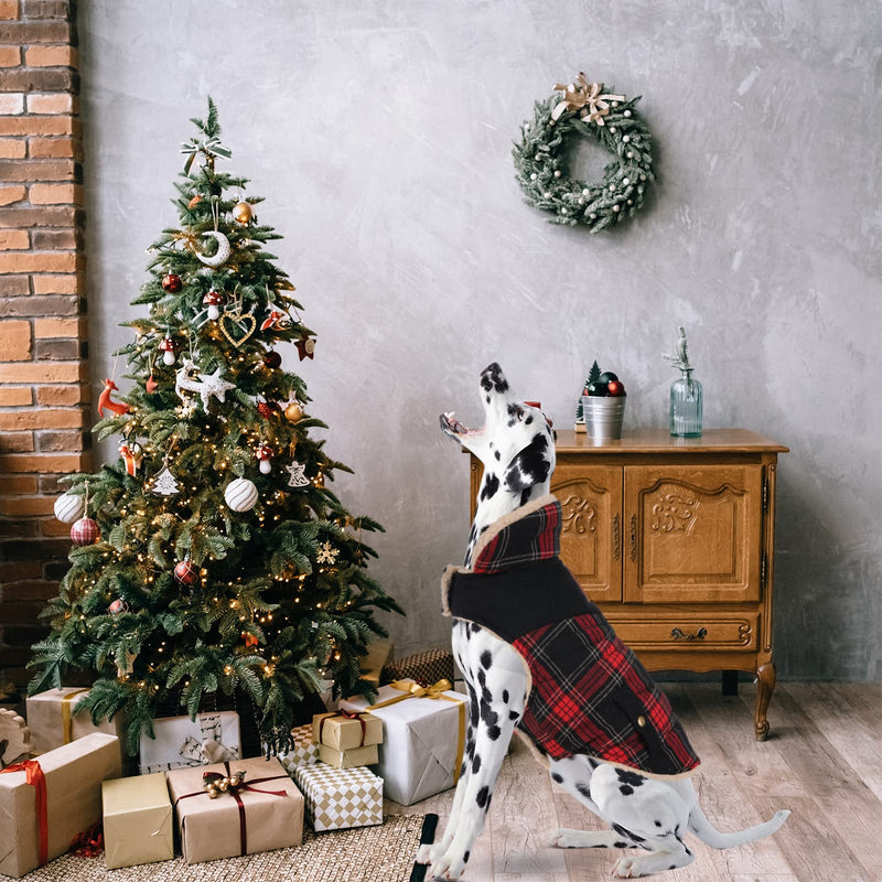 Preferhouse Winter Coat for Small and Medium Dogs, Puppy Plaid Jacket, Cotton Coat for Cold Weather, Windproof Warm Dog Garments, Pet Thickened Outfits Indoor Outdoor X-Small Red - BeesActive Australia