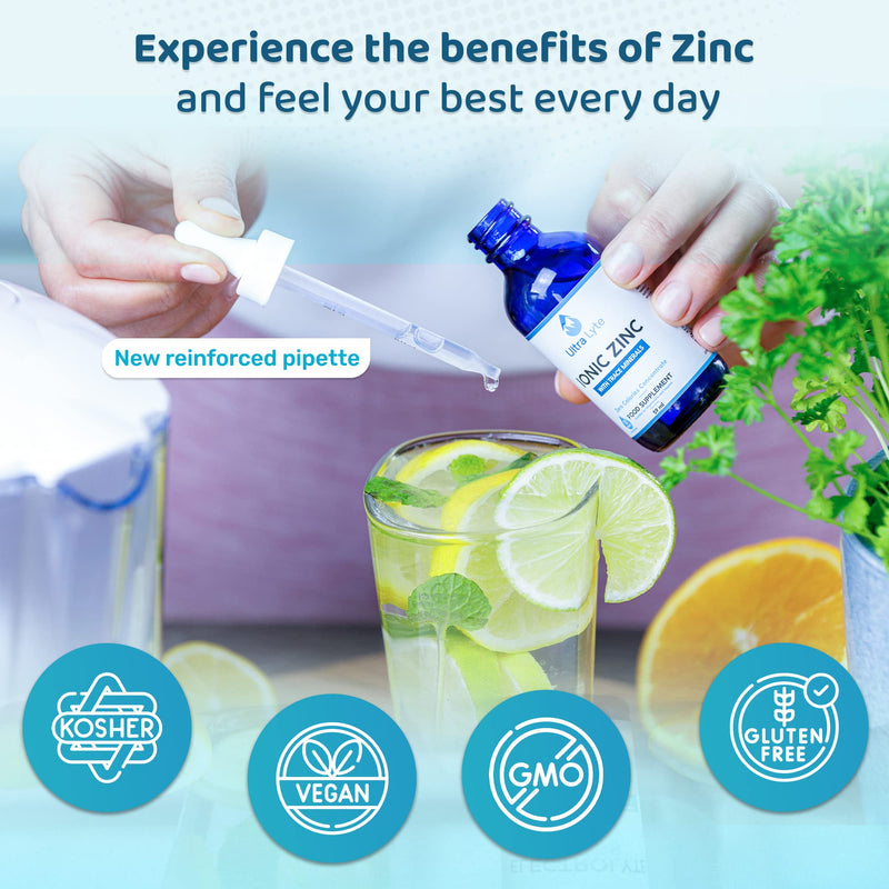 Ultra Lyte Ionic Zinc with Trace Minerals � 59ml Zinc Concentrate Food Supplement � Pure Non-GMO Vegan Friendly Formula � Supports Cognitive Performance, Muscle Growth, Immune System � Zero Calories - BeesActive Australia