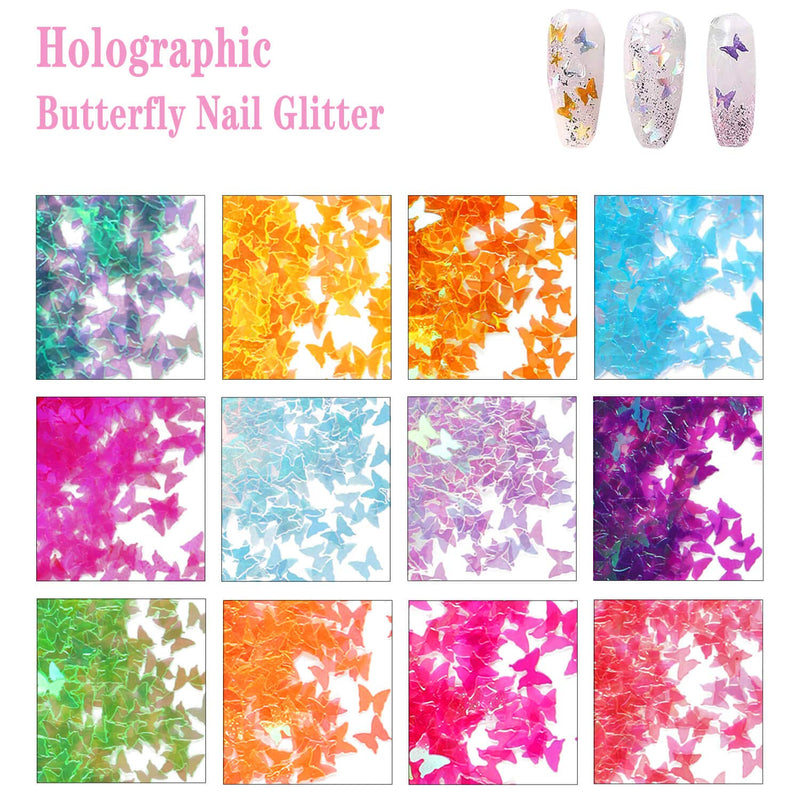 36 Colors Mermaid Nail Flakes Holographic Nail Sequins Flakes Set Irregular Iridescent Nail Glitter Flakes and Butterfly Glitter for Nail Art Design Face Body Hair DIY Crafting - BeesActive Australia
