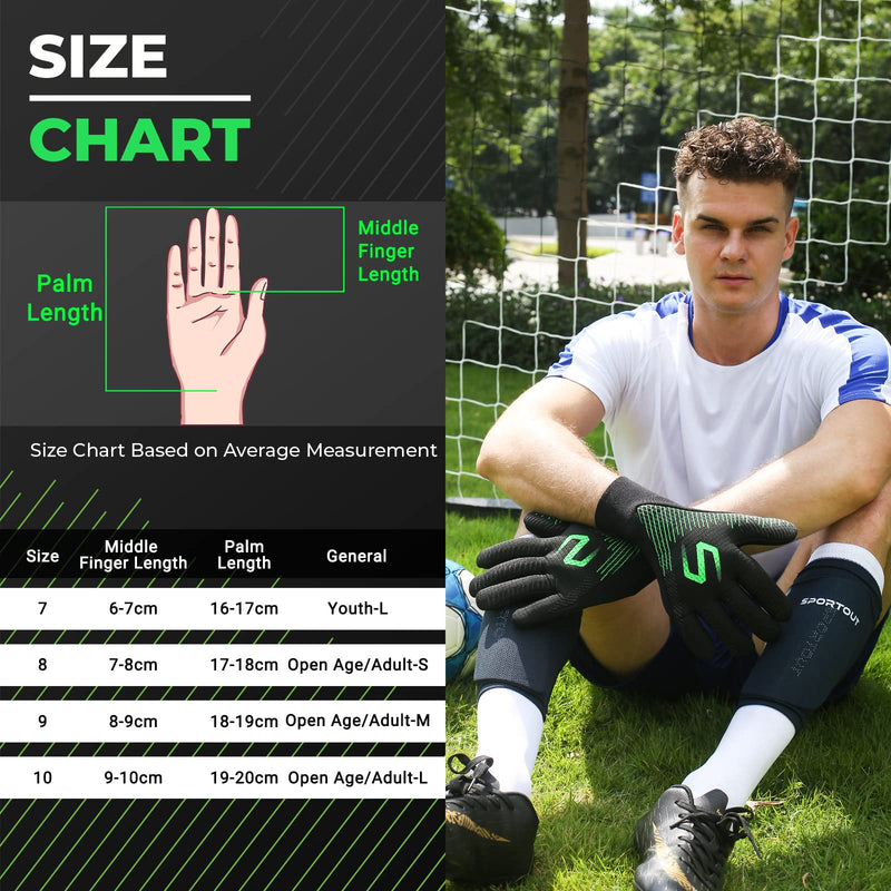 WVVOU Goalie Gloves, Goalkeeper Gloves, Soccer Gloves, Breathable Soccer Goalie Gloves, Negative Cut, 4mm Latex, for Youth and Adult Green 10 - BeesActive Australia