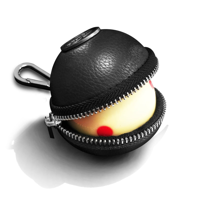 [AUSTRALIA] - Ballsak Pro - Silver/Black - Clip-on Cue Ball Case, Cue Ball Bag for Attaching Cue Balls, Pool Balls, Billiard Balls, Training Balls to Your Cue Stick Bag Extra Strong Strap Design! 