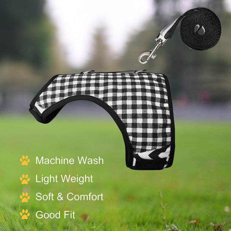 Teacup Dog Harness and Leash Set Small Pet Vest Harness, Adjustable Soft Padded Dog Vest for Teacup Chihuahua, Poodle, Yorike, Maltese Polka Dots Black X-Small (under 3lbs) - BeesActive Australia