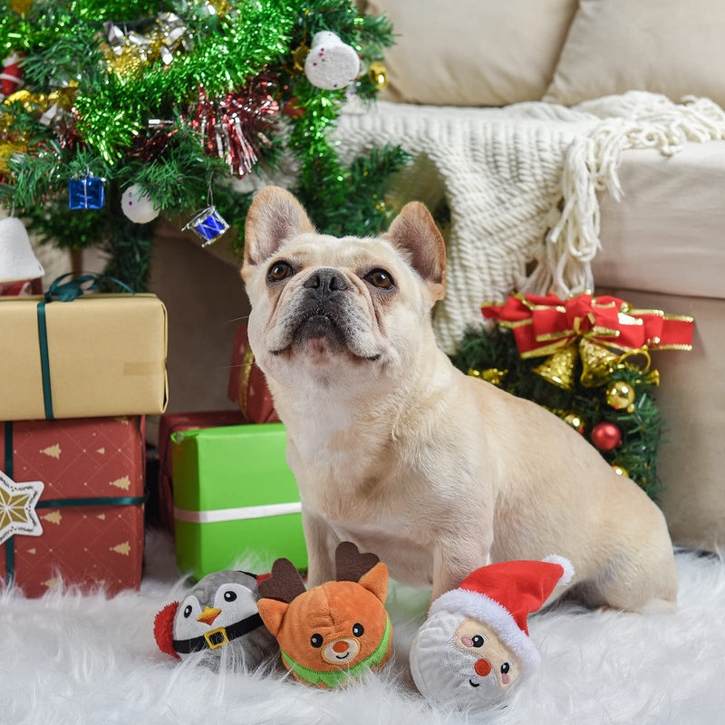 HugSmart Pet – Merry Dogmas| Squeaky Dog Chew Toy |2-in-1 Christmas Spiky Balls |No Stuffing Interactive Toss and Fetch Plush Dog Balls for Small Medium Large Breeds Penguin Santa Reindeer 3 Pack - BeesActive Australia