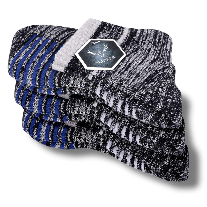 Men's Hiking Walking Socks, FEIDEER Multi-Pack Wicking Cushioned Outdoor Recreation Hiking Crew Socks Black - Quarter 10-13 - BeesActive Australia
