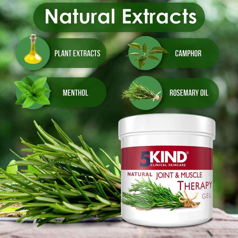 5kind Natural Joint and Muscle Therapy Gel 300 ml - Muscle Rub Freeze Gel with Natural Extracts Including Comfrey, Menthol and Camphor Cream - High Strength Muscle Gel to Revitalise and Calm - BeesActive Australia
