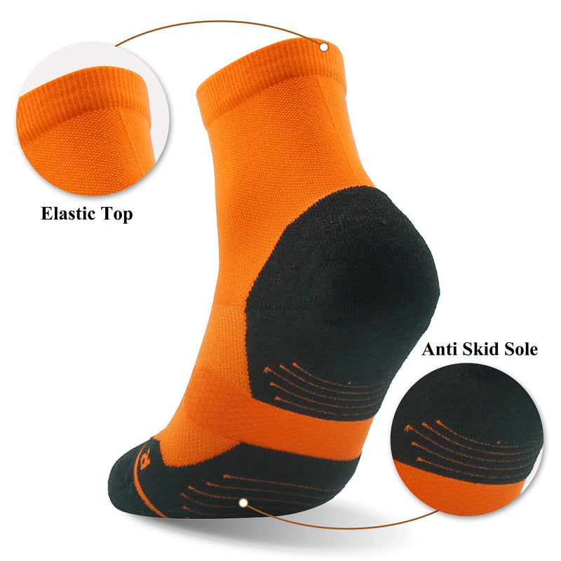 [AUSTRALIA] - Running Socks Ankle Support, HUSO Men Women High Performance Arch Compression Cushioned Quarter Socks 1,2,3,4,6 Pairs Z 1 Orange 