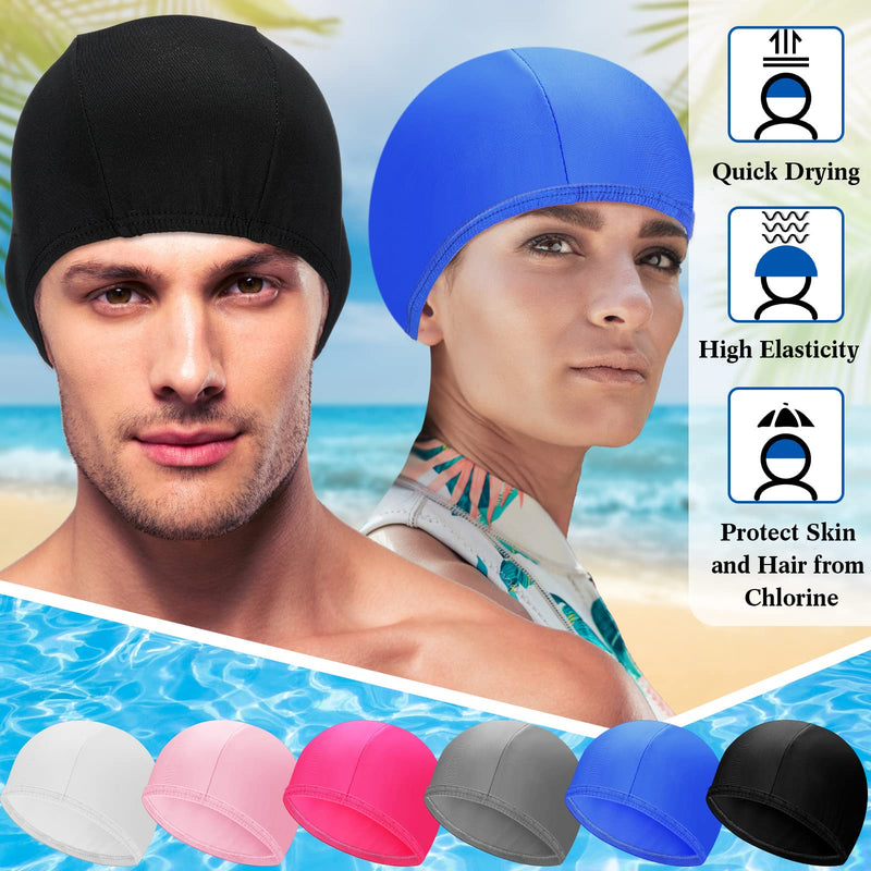 24 Pcs Swimming Cap Fabric Swim Cap Nylon Anti Slip Swimming Hat Breathable High Elasticity Spandex Unisex Swimming Cap for Women Kids Men Adult Long Hair Short Hair Bathing 6 Solid Colors - BeesActive Australia