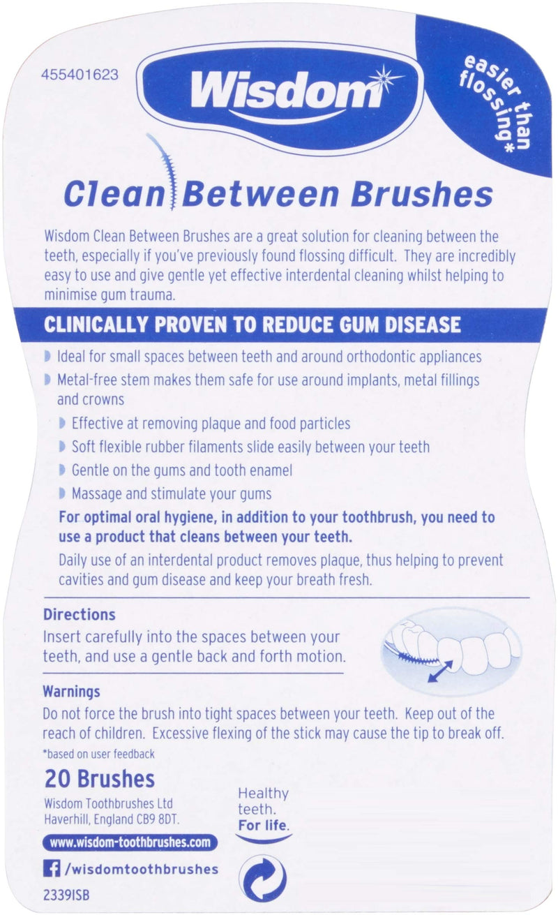 6x Wisdom Clean Between Interdental Brushes - Pack of 20 – Size Fine Blue (Tot. 120 pcs) 1 - BeesActive Australia