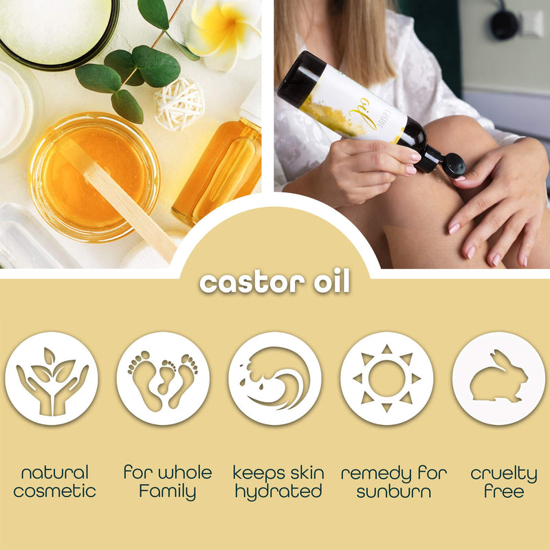 Castor Oil Pure Carrier Oil - Cold Pressed Organic Castrol Oil for Essential Oils Mixing Natural Skin Moisturizer Body & Face, Eyelash Caster Oil, Eyelashes Eyebrows Lash & Hair Growth Serum, 16 oz - BeesActive Australia