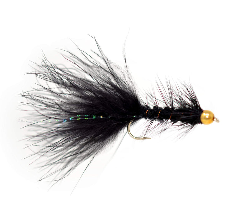 [AUSTRALIA] - Black Bead Head Woolly Bugger Streamer Trout Fly Fishing Flies | 8 Flies | Rainbox Trout Pike Flies | Size 6 & 8 & 10 & 12 
