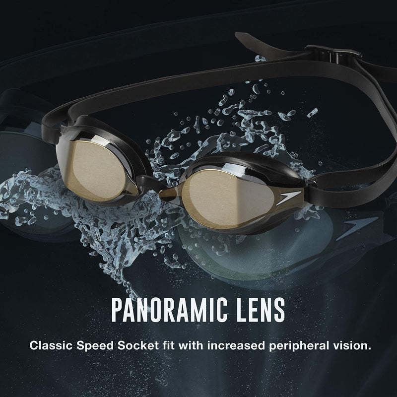 [AUSTRALIA] - Speedo Unisex-Adult Swim Goggles Speed Socket 2.0 Black/Silver Mirrored 