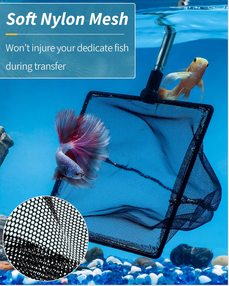 Pawfly Aquarium Fish Net with Extendable 9-24 Inch Long Handle for Betta Fish Tank Small Koi Pond and Pool 6 Inch - BeesActive Australia