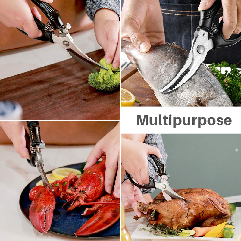 ACELONE Poultry Shears - Heavy Duty Kitchen Chicken Shears With Anti-Slip Handle & Safety Lock - Poultry Scissors for Meat, Game, Chicken, Bone, Poultry & More - Spring Loaded. - BeesActive Australia