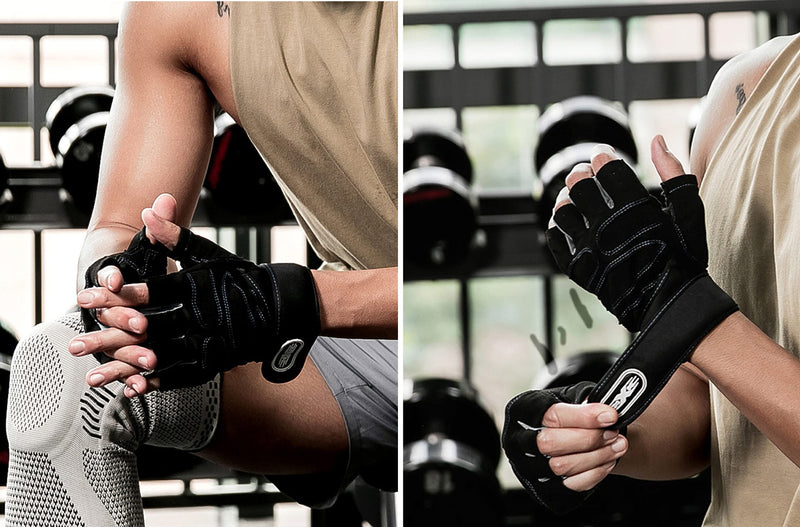 SUJAYU Workout Gloves, Gym Gloves for Men, Wrist Wraps Lifting Wrist Wraps Gloves for Working Out, Hand Out Gloves Fitness Gloves Full Palm Protection Black Medium - BeesActive Australia
