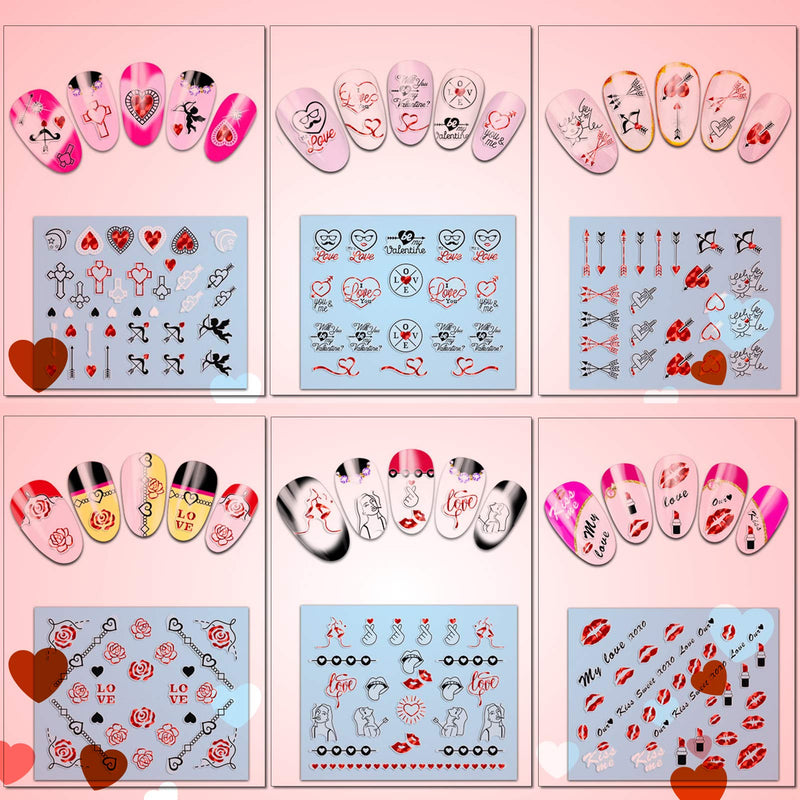 TailaiMei 24 Sheets Valentine's Day Nail Decals Stickers, Self-Adhesive Nail Art Decorations, Design for kiss Love Hug (726 Pcs) Valentines, Reflection 24 Sheets - BeesActive Australia