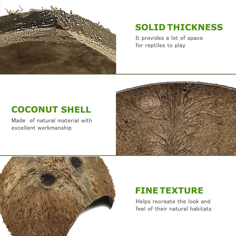 Hamiledyi Reptile Hideouts Natural Coconut Shells Hut Small Animal Hide Cave Hermit Crab Climbing Toys Lizard Habitat Decor Plant Leaves Decoration for Gecko Spider Snake Chameleon (4Pcs) - BeesActive Australia