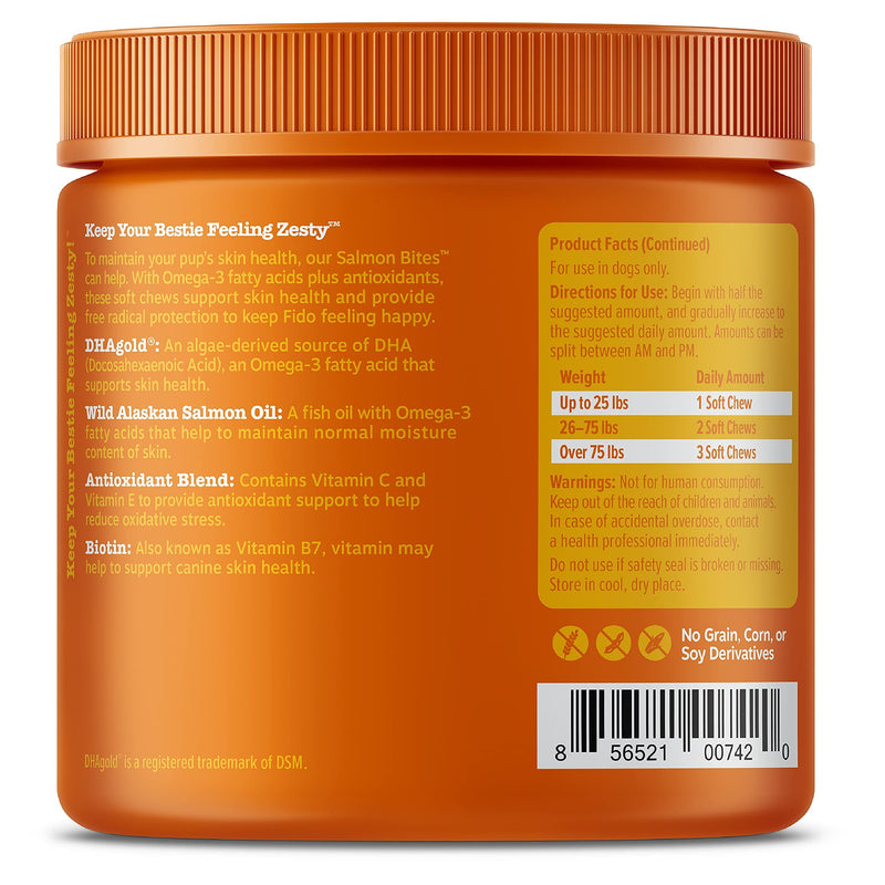 Zesty Paws Salmon Fish Oil Omega 3 for Dogs - with Wild Alaskan Salmon Oil - Anti Itch Skin & Coat + Allergy Support - Hip & Joint + Arthritis Dog Supplement + EPA & DHA 90 Count (Pack of 1) - BeesActive Australia