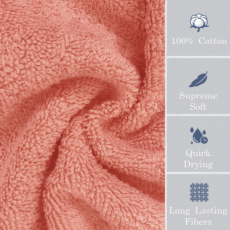 VOOVA & MOVAS Pink Washcloths 4 Pack(13X13 Inches 650GSM),Coral Washcloths - 4PC Coral - BeesActive Australia