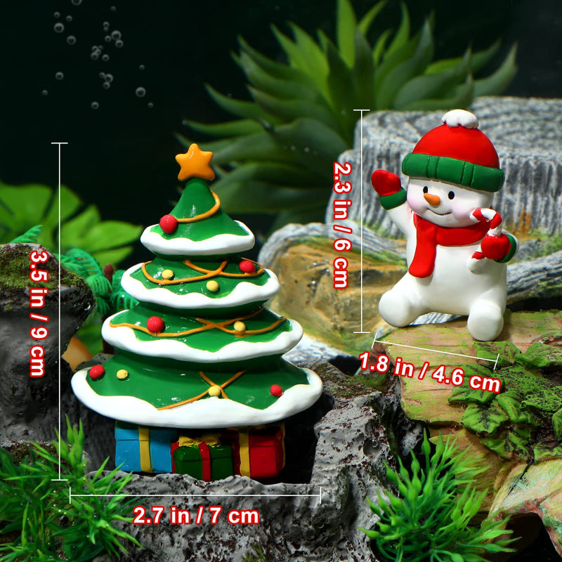 POPETPOP 2Pcs Christmas Aquarium Decorations- Resin Fish Tank Decoration Christmas Tree Snowman Micro Landscape Ornaments for Holiday Fish Tank Supplies Table Decor Christmas Tree + Snowman - BeesActive Australia