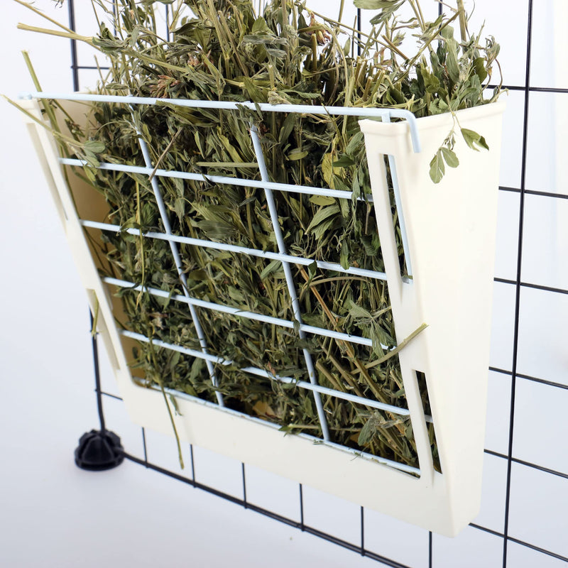 RUBYHOME Hay Feeder for Rabbits, Guinea Pigs, and Chinchillas - Minimize Waste and Mess with 9 1/4" x 3 3/4" x 8" Hanging Alfalfa and Timothy Hay Dispenser White - BeesActive Australia