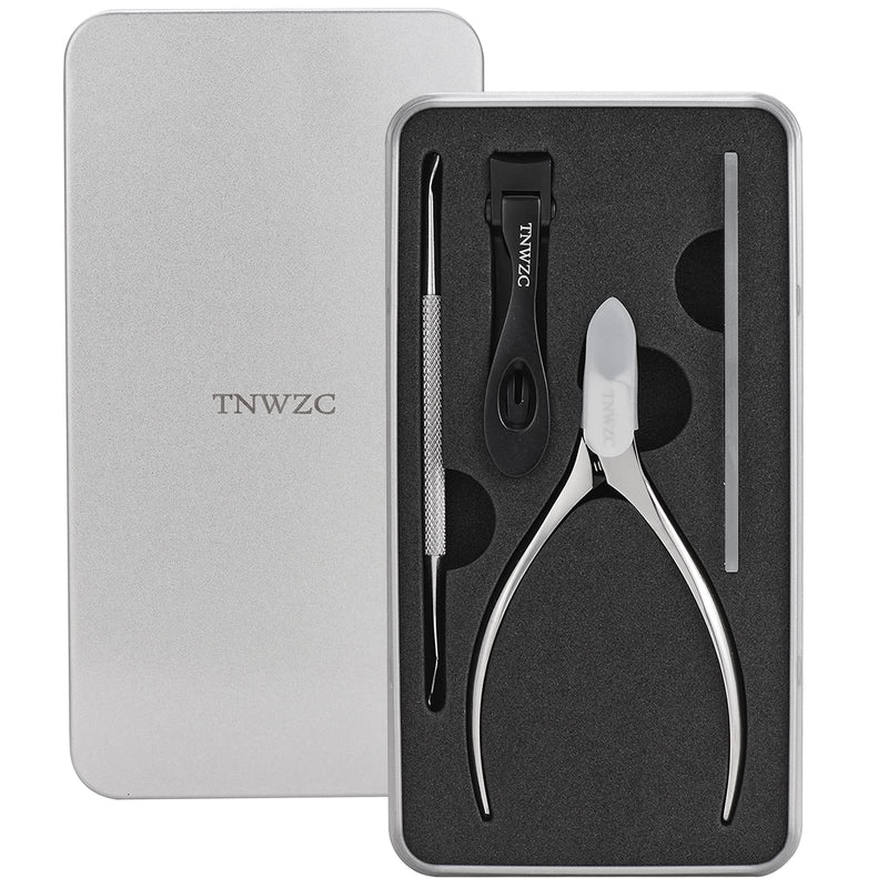 Nail Clippers for Thick Nails, TNWZC Toenail Clippers Set Professional Ingrown Toenail Tool Stainless Sharp Nail Clipper Set for Men/Women/Adults/Seniors (Black) Black - BeesActive Australia