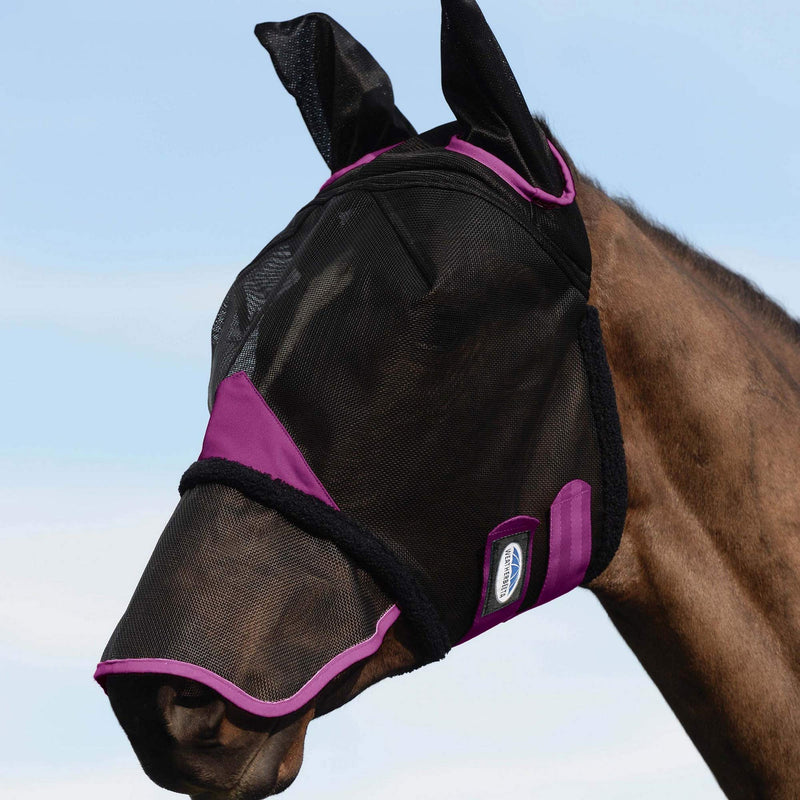 WeatherBeeta ComFiTec Durable Mesh Mask with Nose & Ears Warmblood Navy/Purple - BeesActive Australia