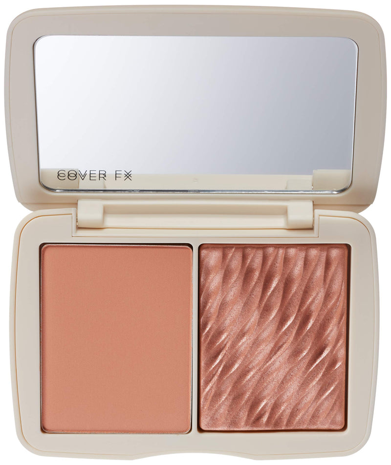 Cover FX Monochromatic Blush Duo: Richly-Pigmented, Talc-Free Blush Palette Featuring Matte and Shimmer Duo Shades for a Multidimensional Finish Soft Peach - Peachy Nude - BeesActive Australia